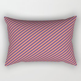 [ Thumbnail: Coral & Dark Slate Blue Colored Striped/Lined Pattern Rectangular Pillow ]