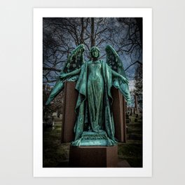 Angel Monument Watches Over Albany Rural Cemetery New York Art Print