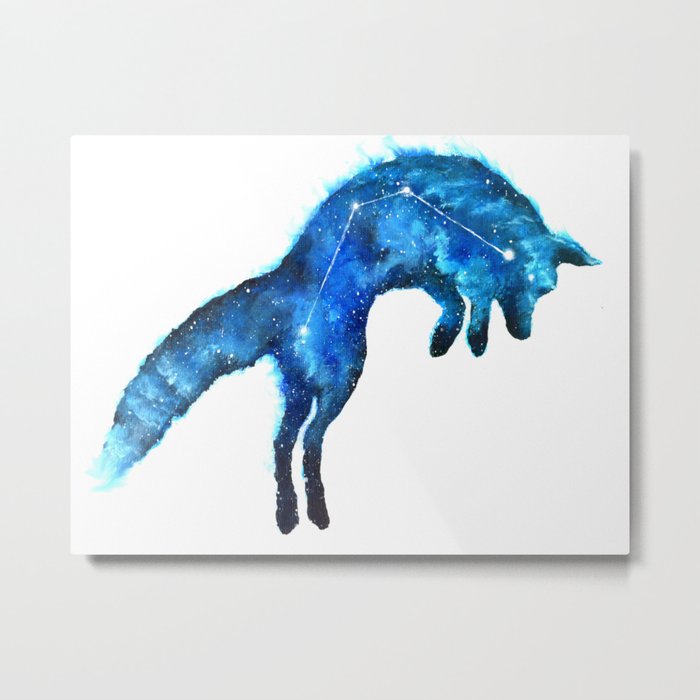 Space Fox | Fox Constellation | Leaping Fox | Double Exposure Fox Metal Print