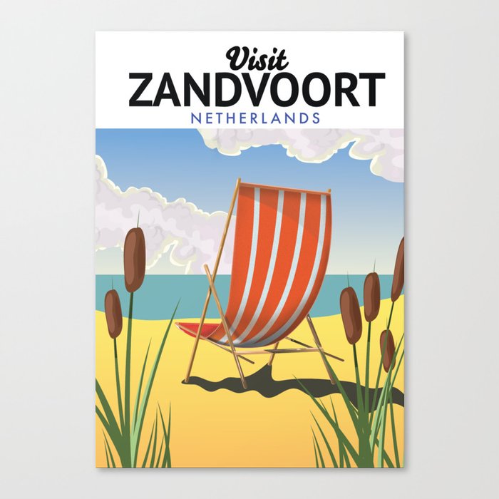 Zandvoort Netherlands seaside travel poster. Canvas Print