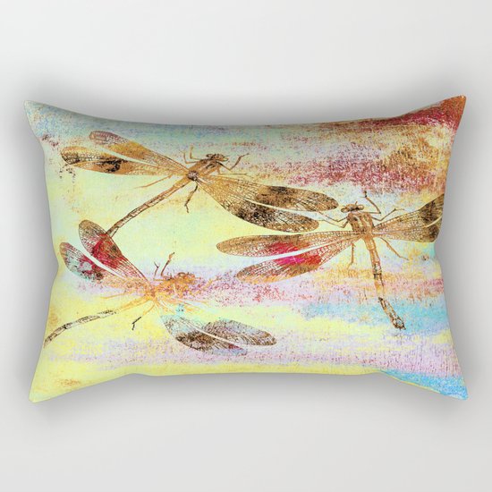 Mauritius Vintage Dragonflies Colours S Rectangular Pillow
