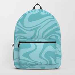Abstract Modern Melting Ocean, Liquid Sea Waves Swirl, Marbled Pattern in Light Pastel Aqua Blue Backpack