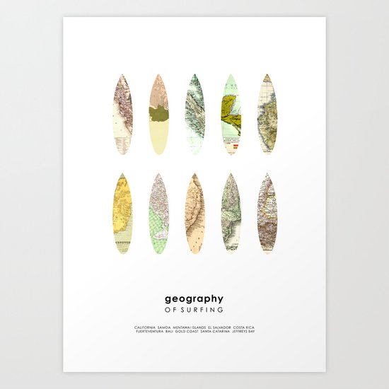 Geography of surfing Art Print