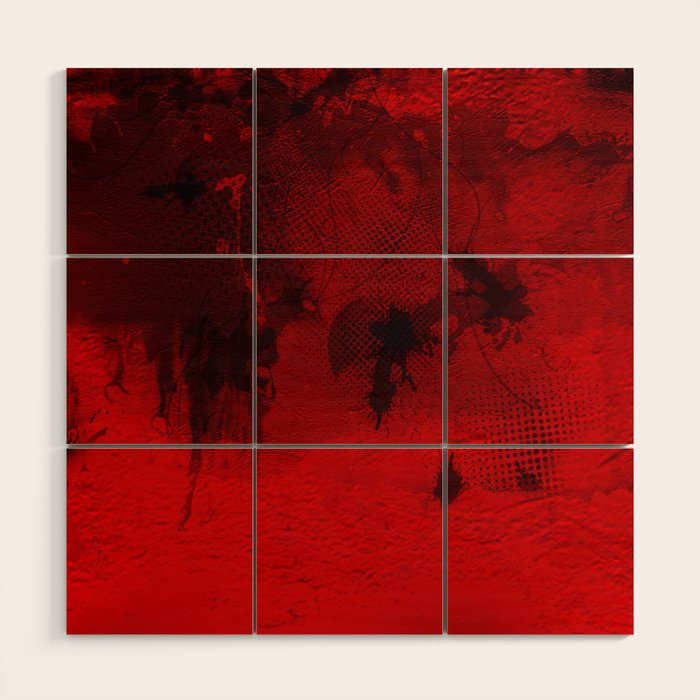 Modern Contemporary Red And Black Abstract Art Wood Wall Art By