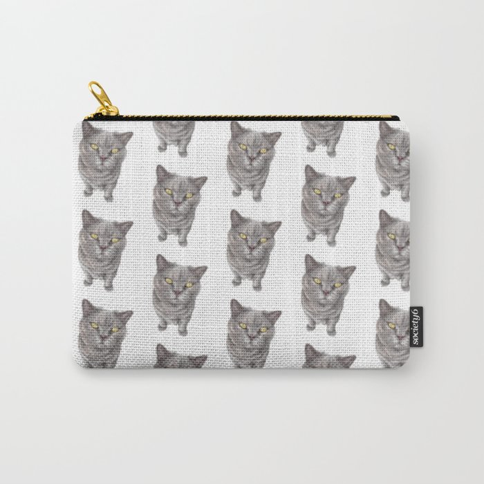 Grey Cat - Cute Animal Drawing of a British Shorthair Carry-All Pouch