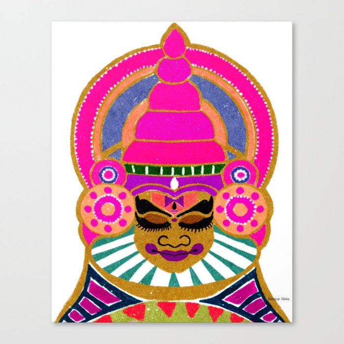 Indian Folk Dance Kathakali Brown Palette Canvas Print