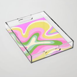 Neon Pastel Abstract Bubble Gum Swirl - Pink Acrylic Tray