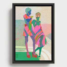 On Our Way Framed Canvas | Psychedelic, Red, Pink, Femaleportrait, Orange, Painting, Green, Blue, Friendship, Curated 