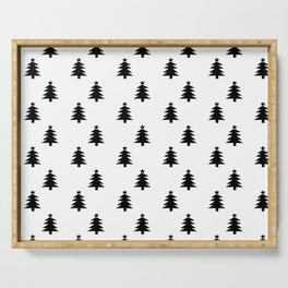 Black and White Christmas Trees Serving Tray