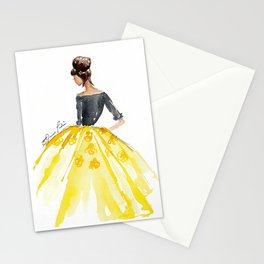 Sunny Spring Yellow Skirt Fashion Illustration Stationery Cards