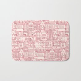 cafe buildings pink Bath Mat | Pattern, Architectural, Paris, Italy, Coffeeshop, Toile, Toiledejouy, Pink, Coffee, France 