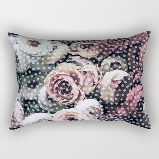 Flowers with Polka Dots Rectangular Pillow