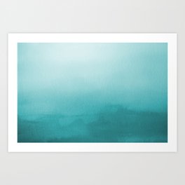 Best Seller Aqua Teal Turquoise Watercolor Ombre Gradient Blend Abstract Art - Aquarium SW 6767 Art Print