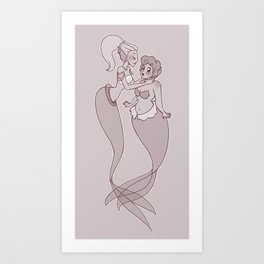 Mermaids' love Art Print
