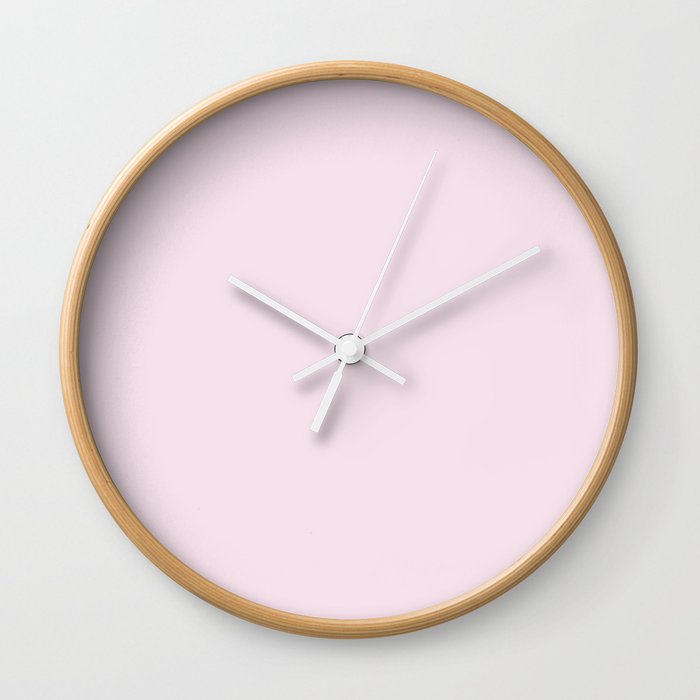 Ultra Pale Pastel Pink Solid Color Hue Shade - Patternless Wall Clock