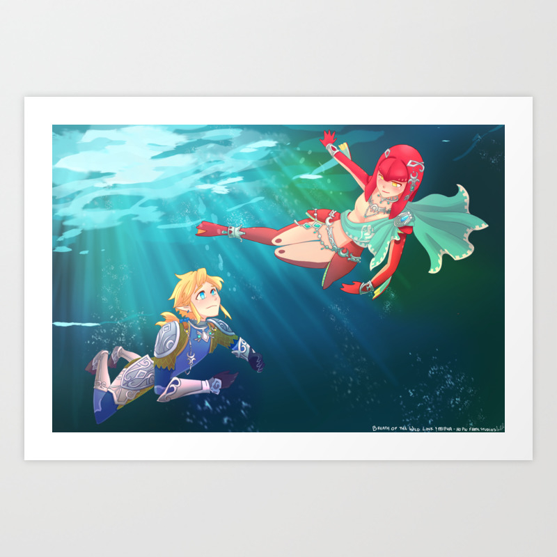 Link And Mipha Breath Of The Wild Art Print By Hopiufamestudios Link And Mipha Breath Of The Wild Art Print By Hopiufamestudios