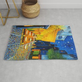 Cafe Terrace At Night By Vincent Van Gogh Area & Throw Rug