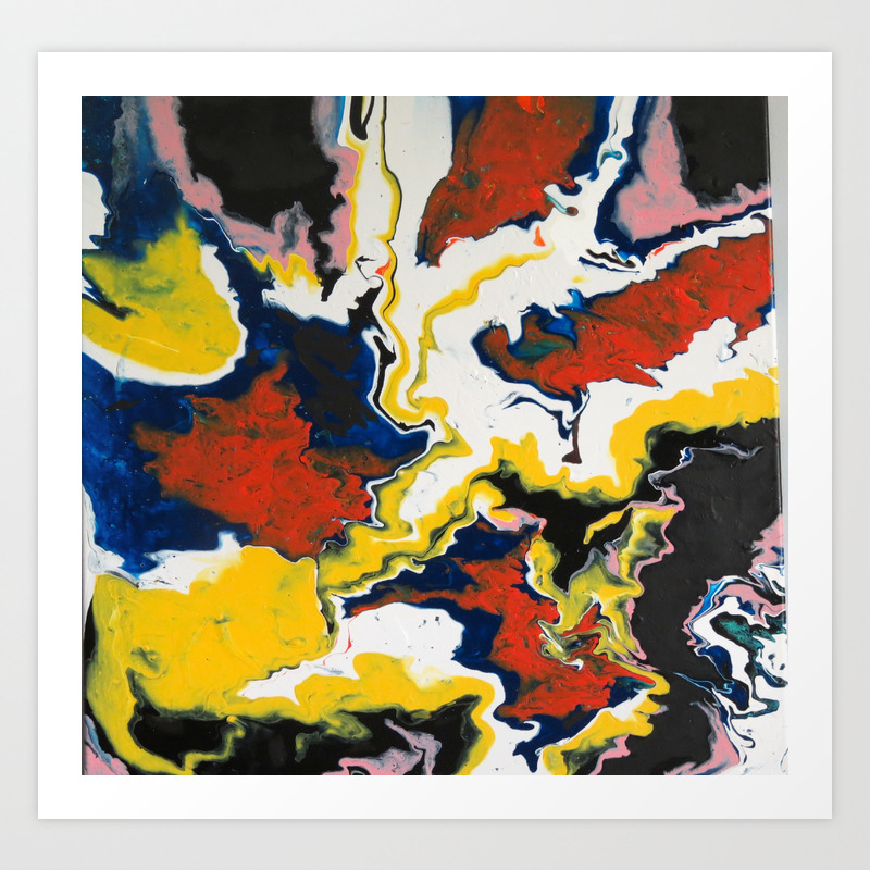 Stormy Skies Puddle Pour Painting Art Print By Brookearthurart
