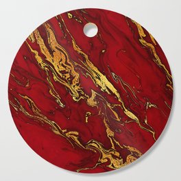 Chic Elegant Fire Red Ombre Glitter Marble Cutting Board