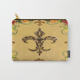 Fluer de lis (warm) Carry-All Pouch | Mixed Media, Illustration, Painting 