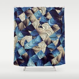 Digital art abstract pattern. Abstract blue image with a small squares Shower Curtain