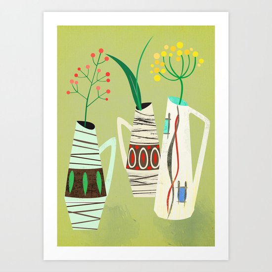 Three mid century vases Art Print