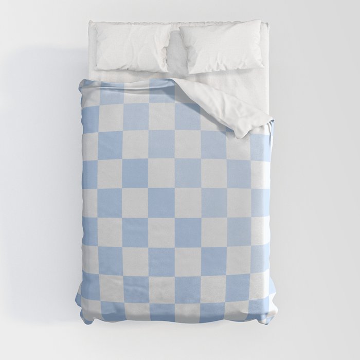 Checked Orb Subtle Warp Check Pattern in Light Blue Duvet Cover