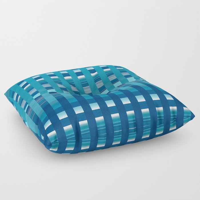 Blue Harmony: Light and Dark Plaid Pattern Floor Pillow