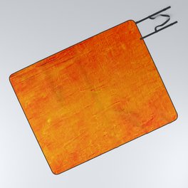 Orange Sunset Textured Acrylic Painting Picnic Blanket