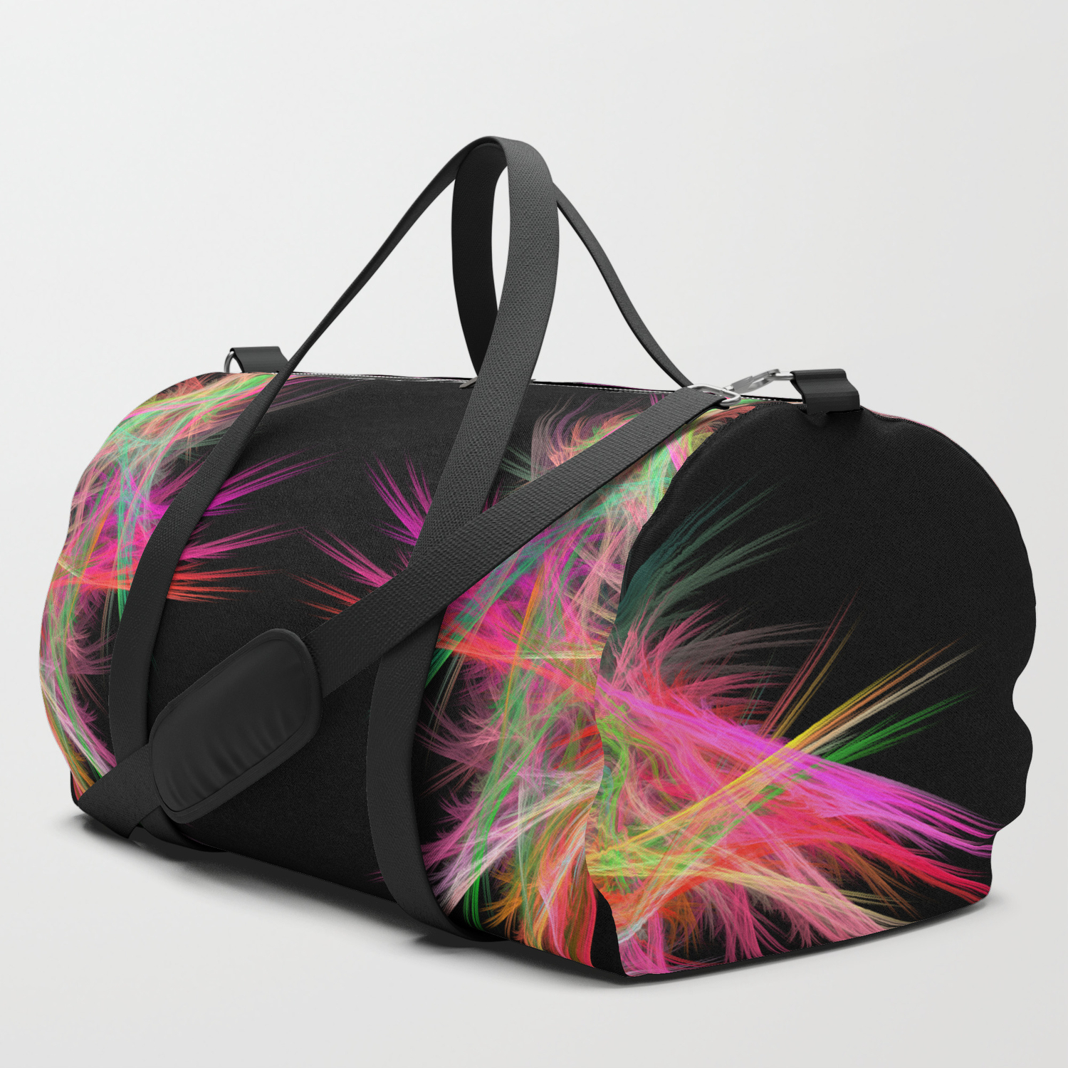 pink fluffy duffle bag