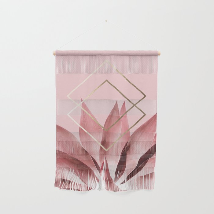 Solar Blush Agave with Geometry Wall Hanging