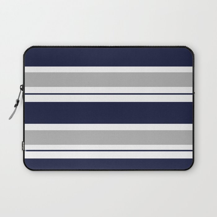 Navy Blue and Grey Stripe Laptop Sleeve