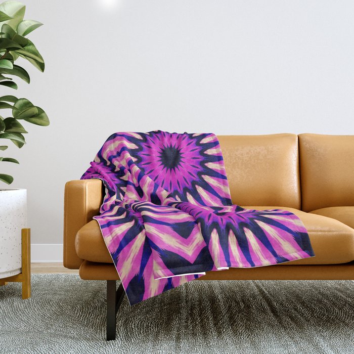 Fuchsia Purple Pinwheel Flowers Throw Blanket
