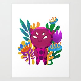 Floral cutie monster Art Print