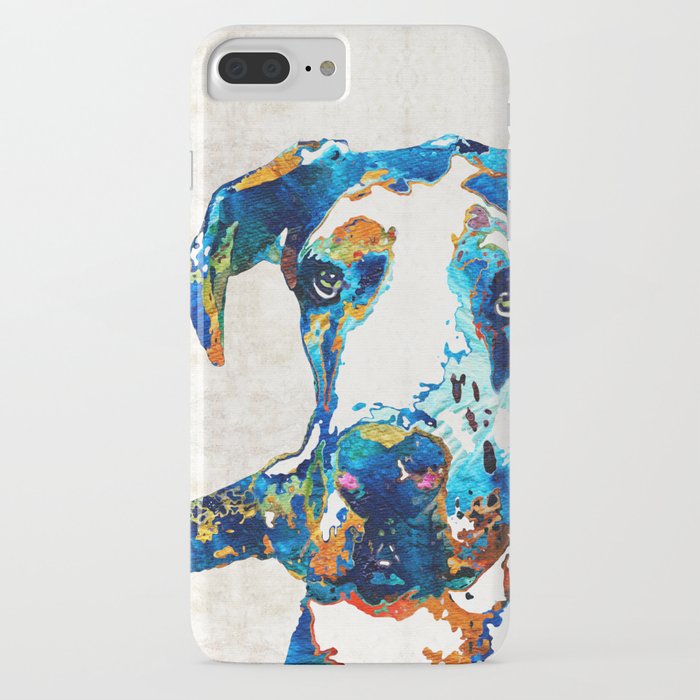 great dane art - stick with me - by sharon cummings iphone case