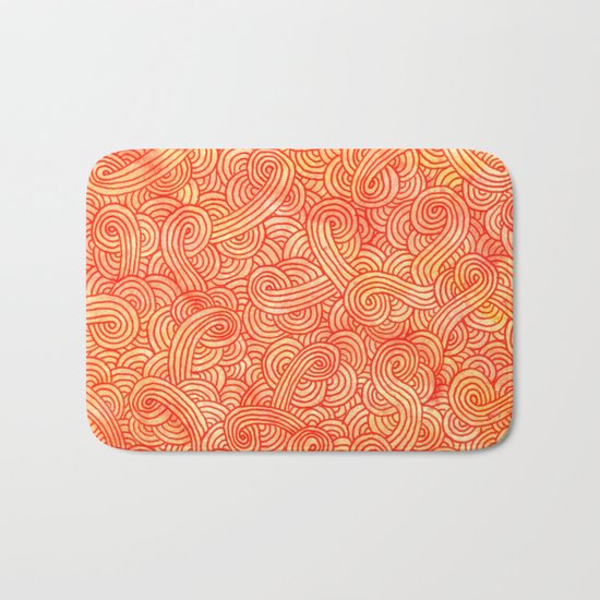 Red and orange swirls doodles Bath Mat
