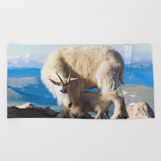 Mountain Goats Nanny And Kid Beach Towel