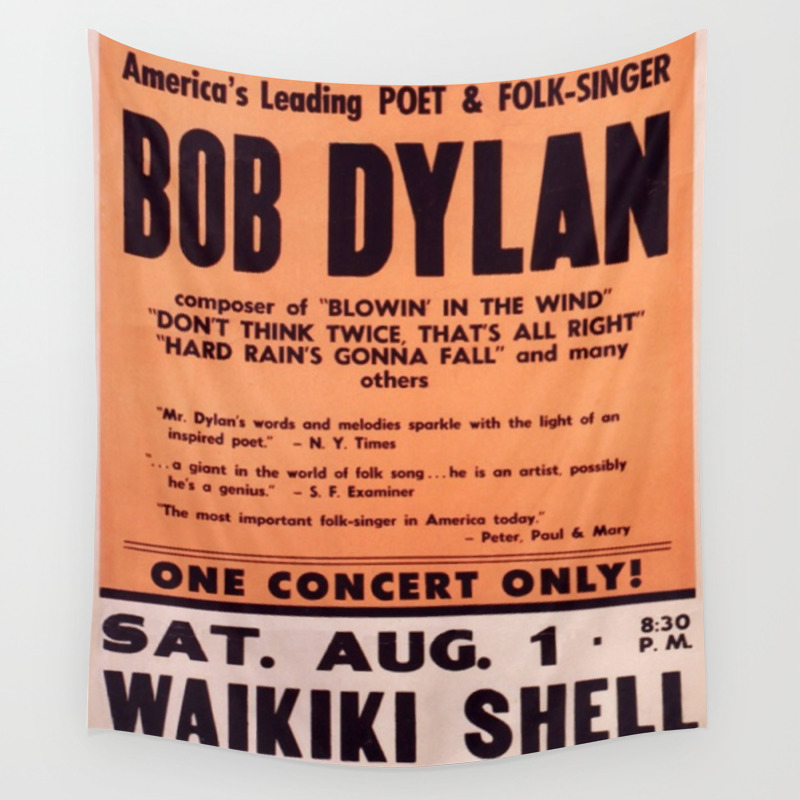 Vintage 1965 Waikiki Shell Hawaii Bob Dylan Concert Poster Wall Tapestry By Jeanpaulferro Society6
