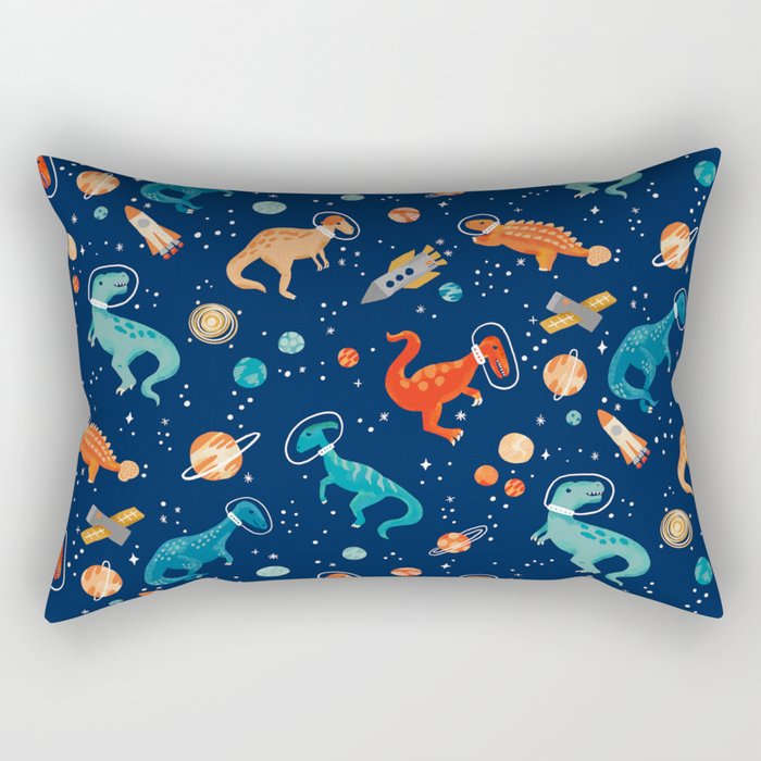 Painted Space Dinosaurs Rectangular Pillow