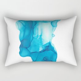 Turquoise Abstract 4222 Modern Ocean Art Alcohol Ink Painting by Herzart Rectangular Pillow