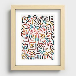 Graffiti Art Life in the Jungle with Symbols of Energy Recessed Framed Print