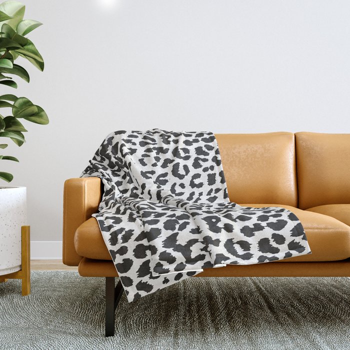 Black & White Leopard Print Throw Blanket