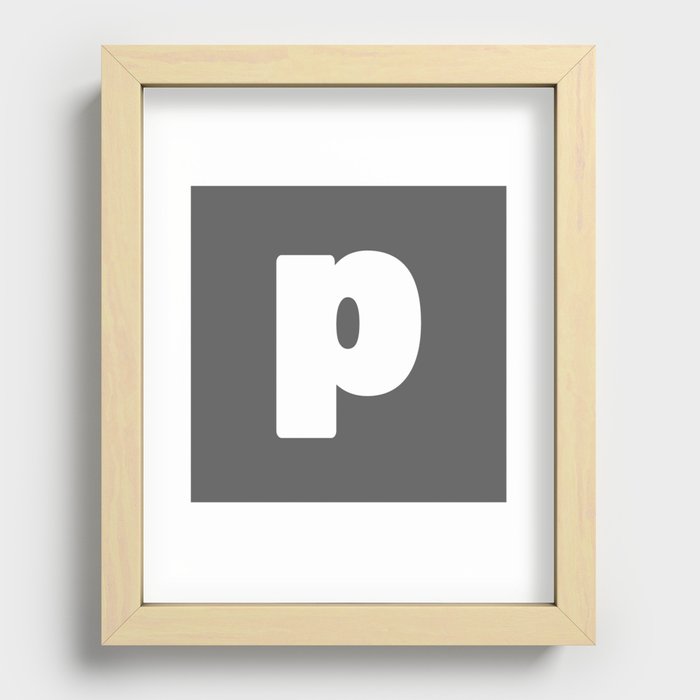 p (White & Grey Letter) Recessed Framed Print