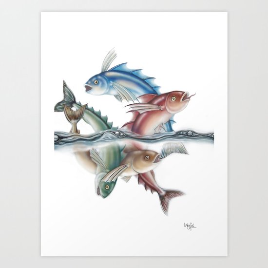 INKYFISH - Jumping Fish Art Print