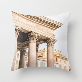 The Pantheon Building in Rome Photo | Old Roman Architecture Street Art Print | Pastel Color Travel Photography in Italy Throw Pillow