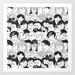 Colorful People Faces Pattern Art Print