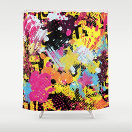 Graffiti bright psychedelic seamless pattern illustration Shower Curtain