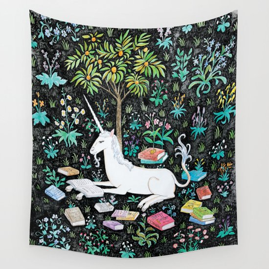 The Unicorn is Reading Wall Tapestry