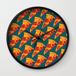 Pizza Pattern Wall Clock | Vintage, Junkfood, Pattern, Kitsch, Popart, Kawaii, Painting, Pizza, Retro, Funny 