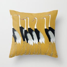 Japanese red crown crane - Ogata Korin Throw Pillow
